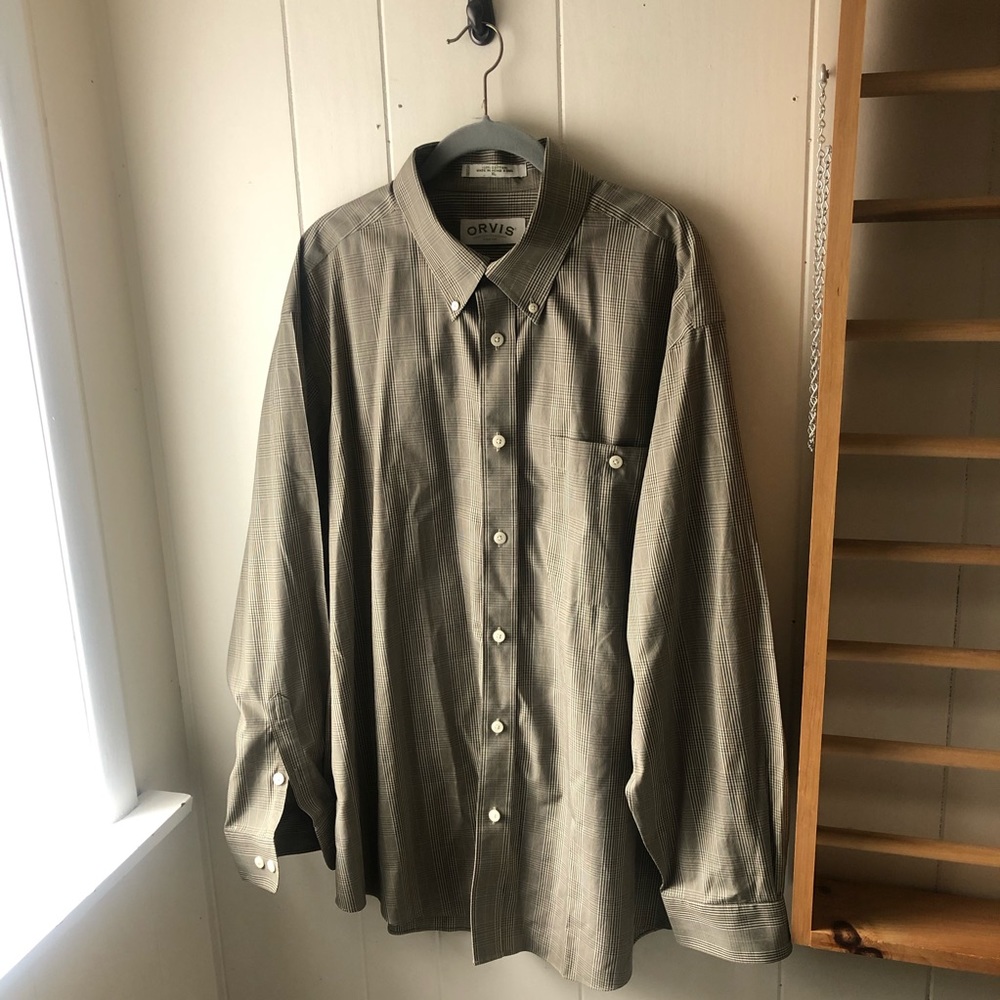 * ORVIS Brown Plaid L/S Buttoned Down Men’s Size XL shirt
